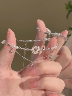 楚噢chuo纯银s925银珍珠，平安扣手链简约个性时尚美少女生日礼物