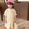 女童夏季连衣裙韩版童装儿童洋气时髦宽松刺绣泡泡袖公主裙