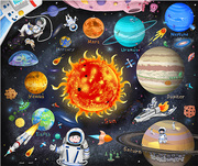  3D-JP 儿童塑料拼图 太阳系 八大行星 120大片 带支架