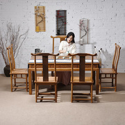 红木家具鸡翅木茶桌实木，仿古茶台中式茶，桌椅组合泡茶桌茶艺桌