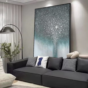 手绘发财树客厅沙发背景墙装饰画，高档大气极简挂画高级感抽象油画