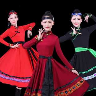 新蒙古(新蒙古)服装，女演出服成人蒙古族舞蹈，服大摆裙少数民族筷子舞台表演