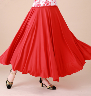 花竹蝶广场舞舞裙舞蹈长裙，交谊舞跳舞半身裙演出服，红色裙子大摆裙