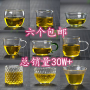 玻璃茶杯小双层杯子玻璃茶具，带把男女茶碗，日式杯功夫主人家用透明