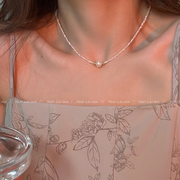 天然贝母珍珠项链女生，高级设计感小众锁骨，链2024颈链配饰