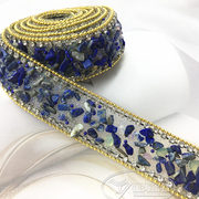 烫条钻链条蓝色碎石宝石烫钻条钉珠服装配件装饰DIY婚纱辅料链条