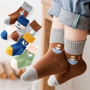 五双装男童中筒袜2-3至4-5-6岁半小男孩纯棉袜子女宝宝棉袜儿童袜