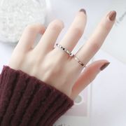 日韩潮人学生个性冷淡风，简约带钻网红钛钢食指关节戒指女情侣指环