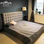 欧式床双人床北欧布艺床小户型软包拉扣床1.8米美式床高靠背布床