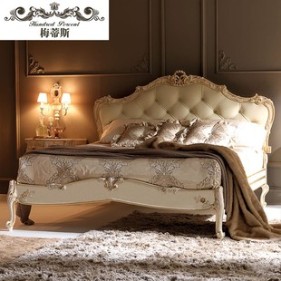 新古典(新古典)床家具全实木床，美式床欧式床，双人床1.8米法式床复古做旧床
