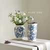 复古新中式冰裂青花瓷花瓶客厅餐桌，玄关装饰品插花陶瓷花器高级感