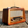 出欧美台式收音机全波，复古老人老式蓝牙，音箱插卡充电怀久木制