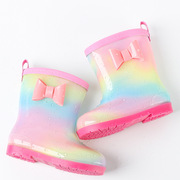 儿童雨鞋雨靴男童加棉女童可爱防滑水鞋加绒宝宝雨靴彩虹防水胶鞋