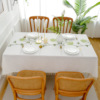 田园台布绣花朵绿色留白色桌旗装饰北美式餐桌旗棉麻跨境盖布桌
