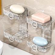 双层肥皂盒抽屉式沥水卫生间壁挂免打孔家用香皂架浴室收纳置物架