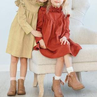 韩版女童宝宝秋季外套 洋气花边领口单排扣开衫娃娃衫风衣