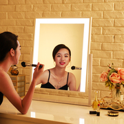米卡化妆镜带灯led镜子充电大号台式方形，单面高清公主美容梳妆镜