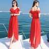 大红色波西米亚超仙沙滩长裙，女夏海南三亚泰国海边度假吊带连衣裙