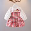 童装女童秋季套装儿童韩版洋气1岁小童宝宝秋装背带2件套连衣裙