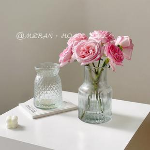 欧式简约现代创意花瓶玻璃透明水养玫瑰百合富贵竹客厅餐桌插花瓶