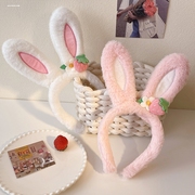 韩国洗脸发箍网红兔耳朵发带女夏天发卡头饰可爱仙女白色兔子头箍