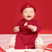 抓周衣服男宝宝周岁宴礼服儿童，连体衣婴儿唐装汉服中式中国风秋冬