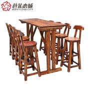 实木酒吧桌椅套件家用吧台桌，吧台椅高桌子一桌4椅接受