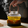 玻璃花茶壶套装蜡烛加热温茶器底座煮茶器下午茶具轻奢精致煮茶炉