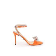 Mach & Mach 桔色镶钻女式时尚凉鞋高跟鞋9.5厘米细跟简约百搭