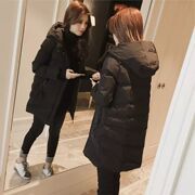 棉服女中长款2022年潮秋冬季外套时尚宽松显瘦连帽加厚棉服