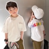 lanikiki夏季儿童彩色，字母蝙蝠袖，休闲纯棉短袖t恤