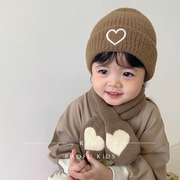 宝宝帽子围巾两件套韩版超萌可爱围巾，帽子婴幼儿秋冬季保暖针织帽