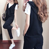 韩版东大门女装休闲时尚卫衣套装，2024夏季时髦减龄裤装三件套潮