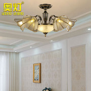 奥灯个性全铜客厅卧室吸顶灯创意黑擦金色美式复古餐厅灯具6113