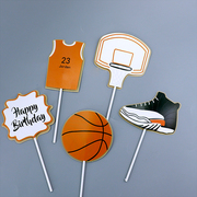 网红运动体育蛋糕装饰篮球运动球鞋球人物篮球球衣套装男孩插牌