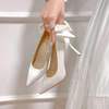 大东婚鞋女白色高跟鞋，细跟2022年蝴蝶结法式气质，小众伴娘单鞋