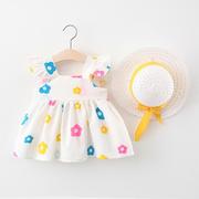 0一1岁女宝宝公主裙子2到3小孩夏天衣服，4四5五6个月9婴儿纯棉套装
