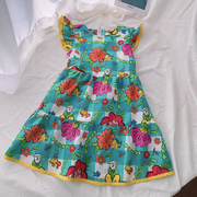 92-158迪*尼女童卡通，印花连衣裙夏季纯棉薄，款儿童裙子公主裙