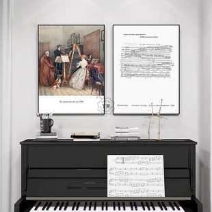 肖邦琴谱琴房装饰画现代音乐教室挂画钢琴房摆件背景墙面壁画