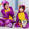 恐龙睡衣亲子儿童成人可爱紫龙，创意搞怪派对，表演服母女法兰绒连体