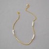 出口欧美小众设计不规则淡水珍珠圆片链条精致简约短款锁骨项链女