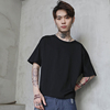 韩版个性时尚蝙蝠衫短中袖宽松T恤舒适大码男装t夏季纯色棉质透气
