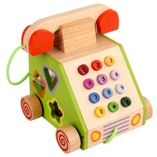 打电话玩具宝宝儿童益智早教仿真幼儿老式复古小座机多功能木质