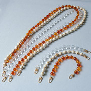 欧美亚克力珠子链 时尚糖果色手链配件肩带 斜跨挂绳包带树脂长链