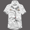 2023夏季空军一号户外短袖衬衫，男纯棉青年，大码休闲工装衬衣薄上衣