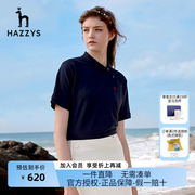 hazzys哈吉斯(哈吉斯)斜领短袖，t恤女士，夏季运动翻领polo衫女韩版