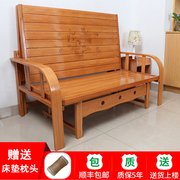 沙发床客厅多功能两用小户型双人1.8米单人1.2经济型实木折叠凉床