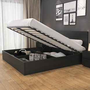 高箱储物床实木现代简约卧室收纳双人床北欧风气压床榻榻米床
