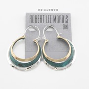 欧美耳环夸张大牌Robert Lee Morris个性铜绿色系耳环双拼时尚女