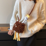 创意手工编织斜挎包毛线钩织手机包可爱女生斜跨竖款小包包成品